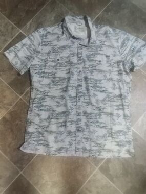 Men's Short Sleeve Casual Print Shirt - Light Blue